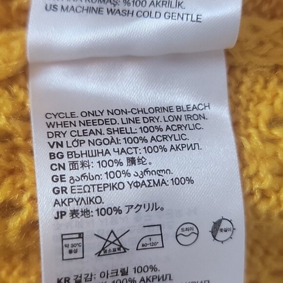 DIVIDED H&M Yellow Gold Pointelle Knit Drop Shoulder Crewneck Cropped Sweater M - Picture 6 of 6